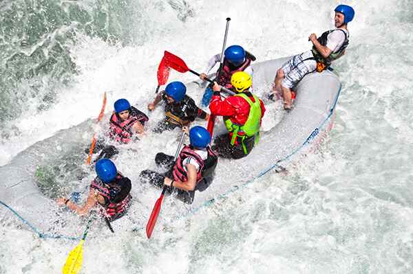 Rafting through rapids