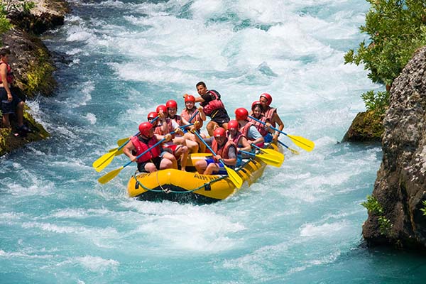 People enjoying a funny trip by outdoors